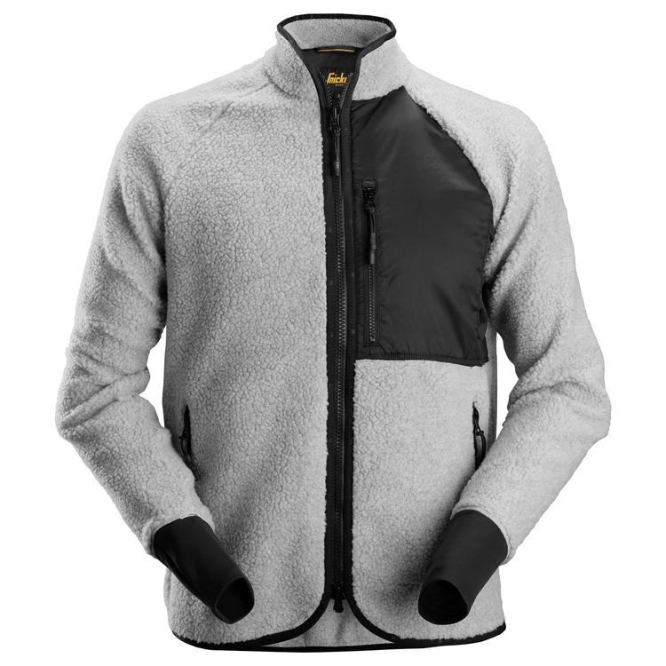 Snickers 8021 Allroundwork, Pile Full Zip Jacket Light Grey Melange - Black