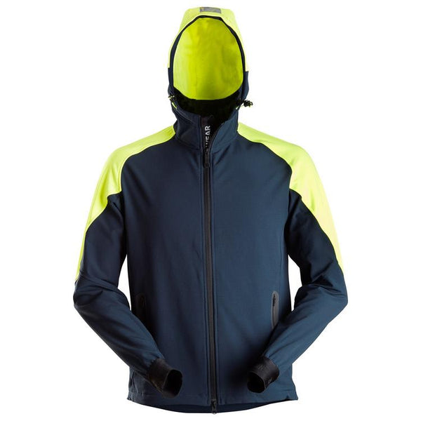 Snickers 8025 Neon Hoodie Met Rits Navy - Neon Yellow