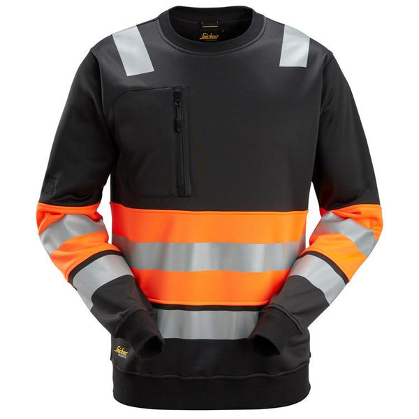 Snickers 8031 High-Vis Klasse 1 Sweatshirt Black - Hv Orange