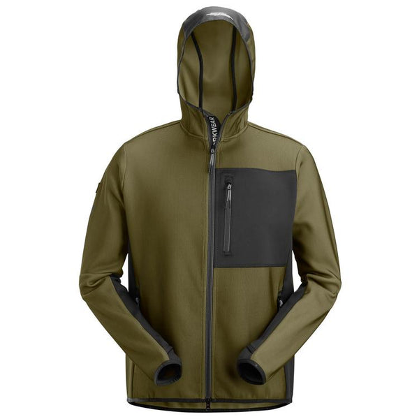 Snickers 8044 Flexiwork Tussenlaag Hoodie Met Rits Khaki Green - Black