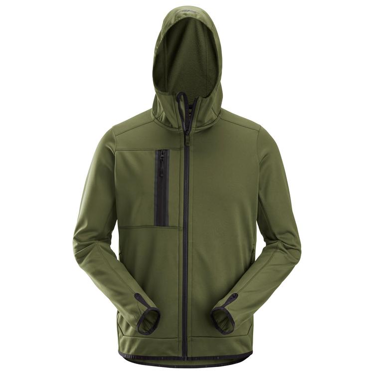 Snickers 8058 Allroundwork Fleece Hoodie Met Rits Khaki Green