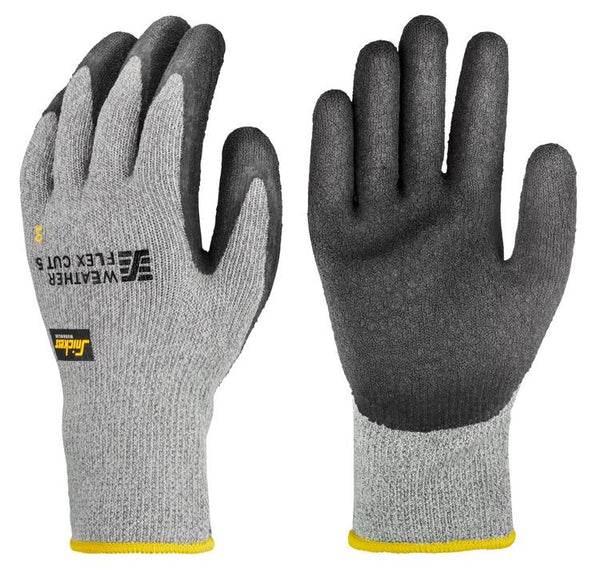 Snickers 9317 Weather Flex Cut 5 Gloves Stone Grey - Black