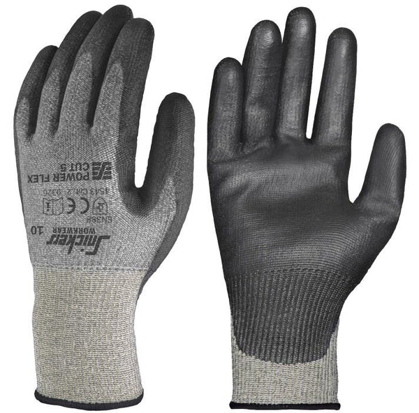 Snickers 9326 Power Flex Cut 5 Gloves Stone Grey - Black